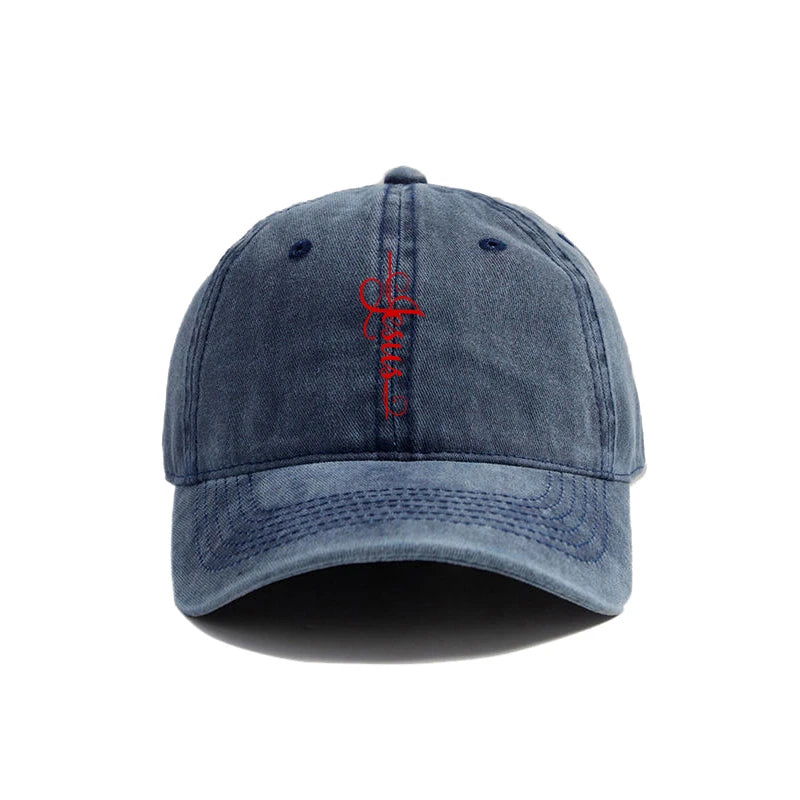 Elegant Jesus Cross Vintage Washed Cap