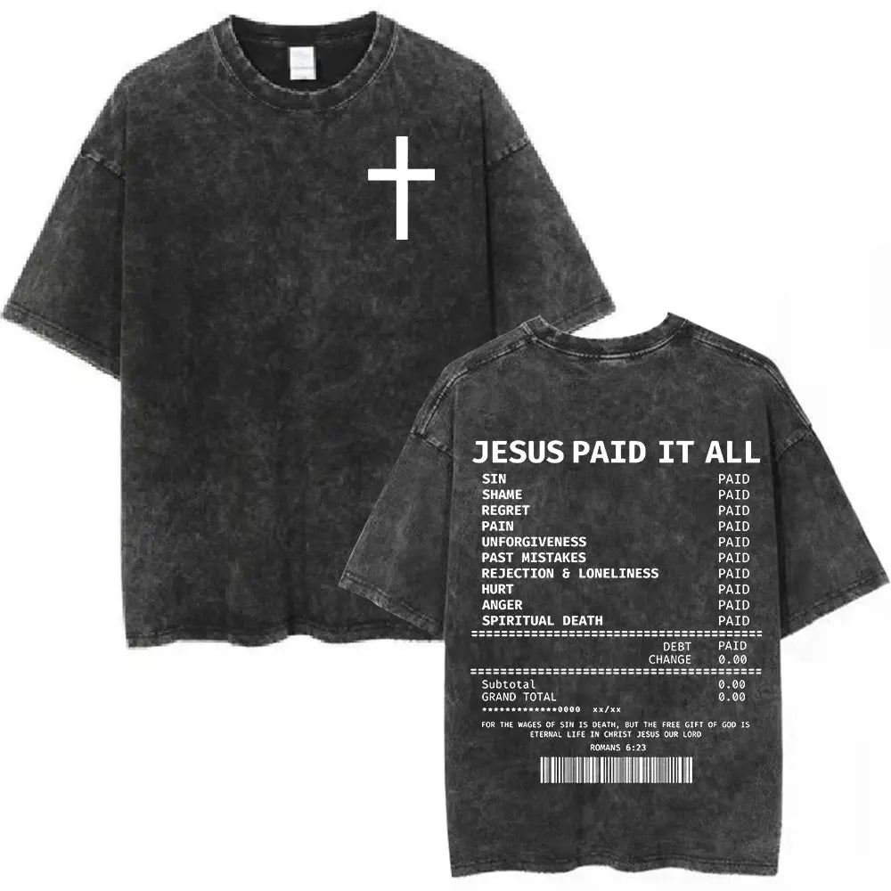 SALVATION Jesus Paid It All Washed T-Shirt