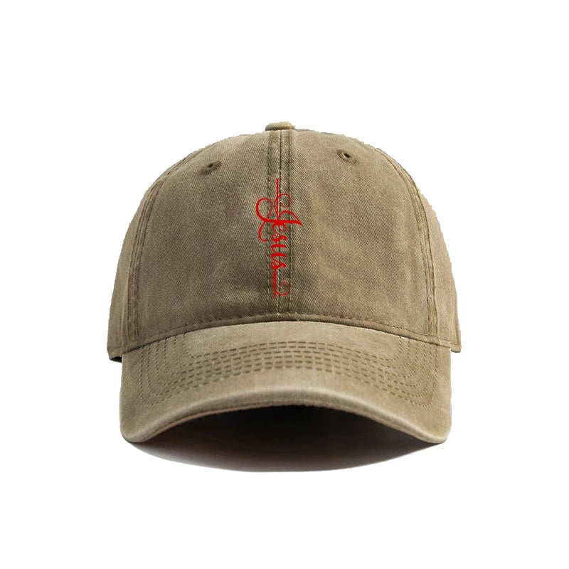 Elegant Jesus Cross Vintage Washed Cap