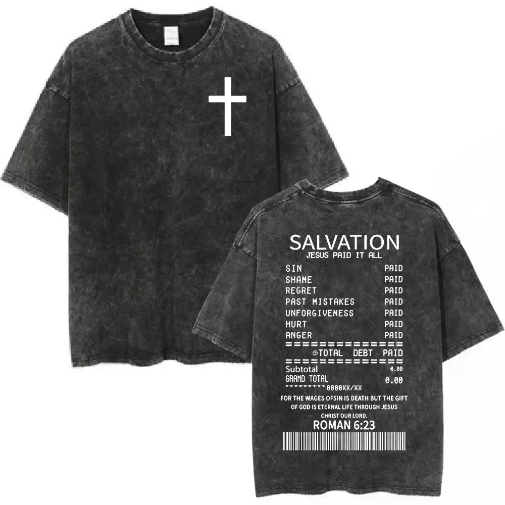 SALVATION Jesus Paid It All Washed T-Shirt