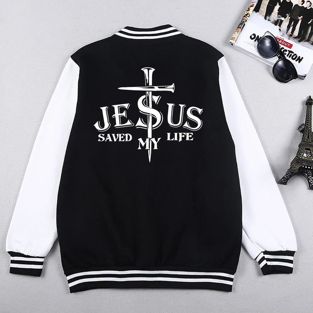 JESUS SAVED MY LIFE Varsity Jacket