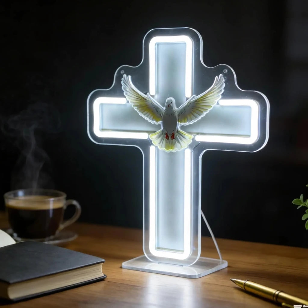 Holy Spirit Dove Cross Neon Sign