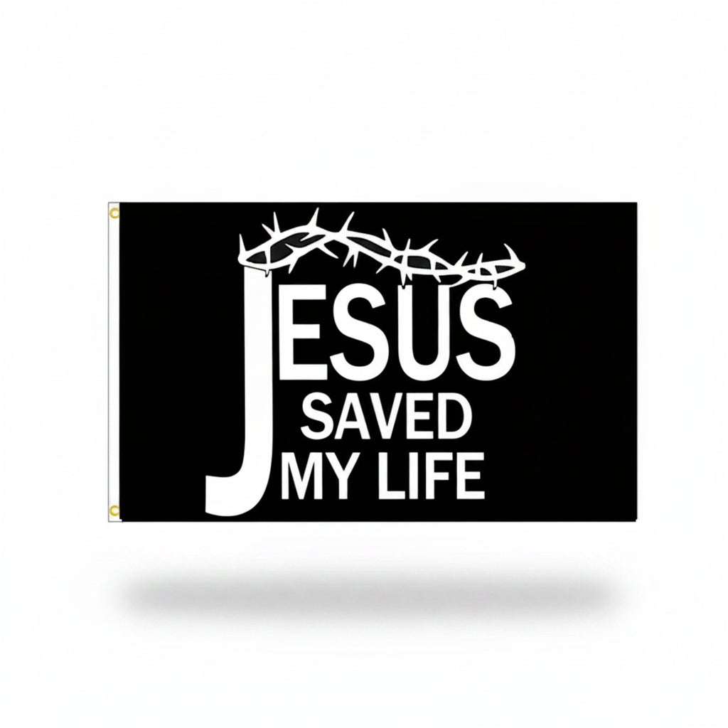 Jesus Saved My Life Crown of Thorns Flag