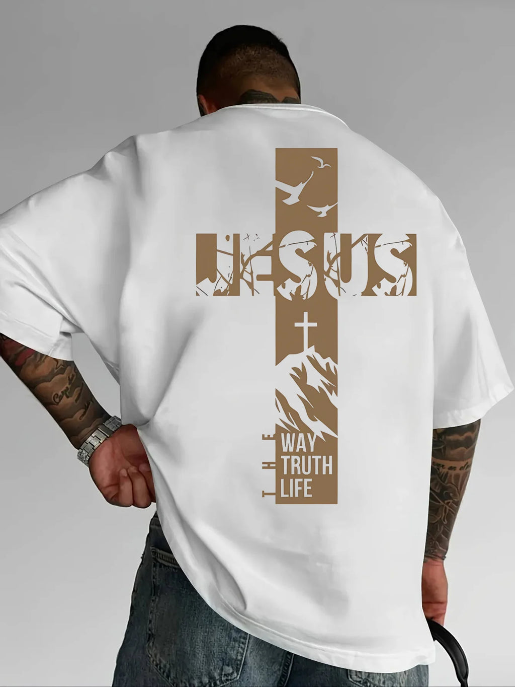 Jesus Cross Pattern T-Shirt