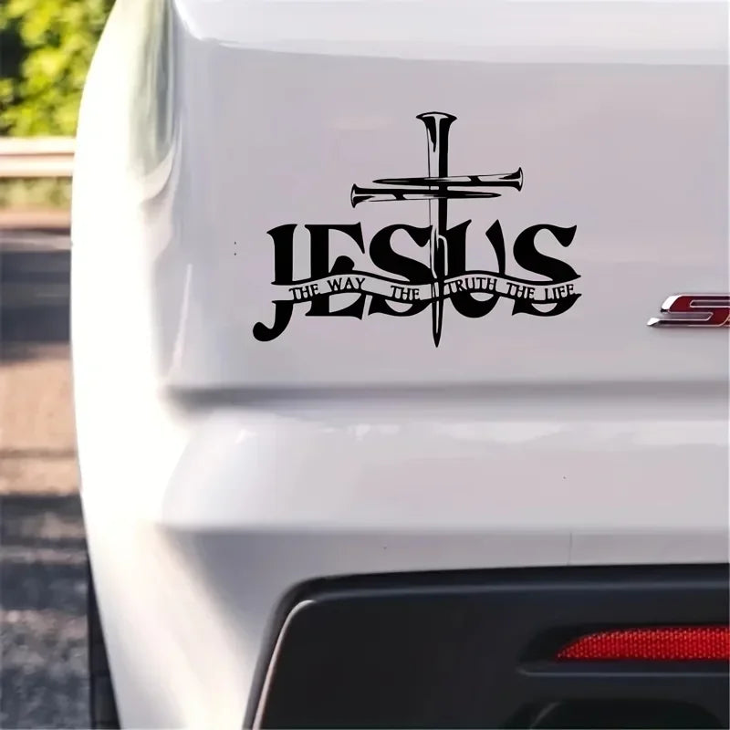 Jesus – The Way, The Truth, The Life Nail Cross Car Sticker