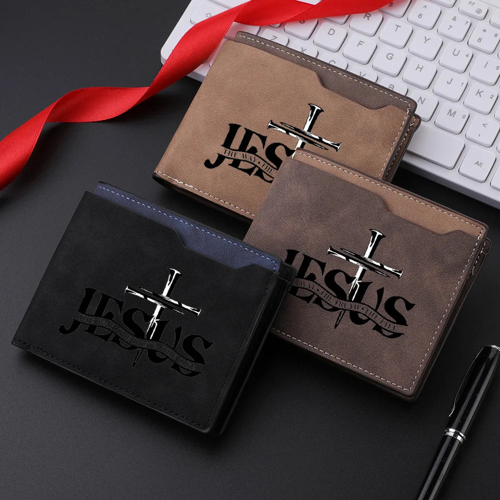Retro JESUS Print Design Short Wallet