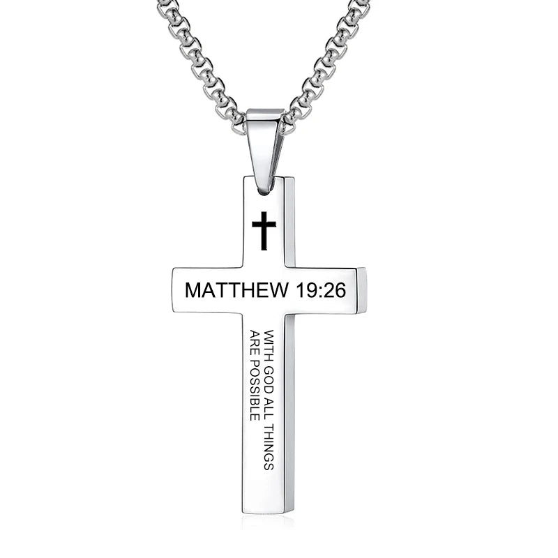 Bible Verse Cross Pendant Necklace
