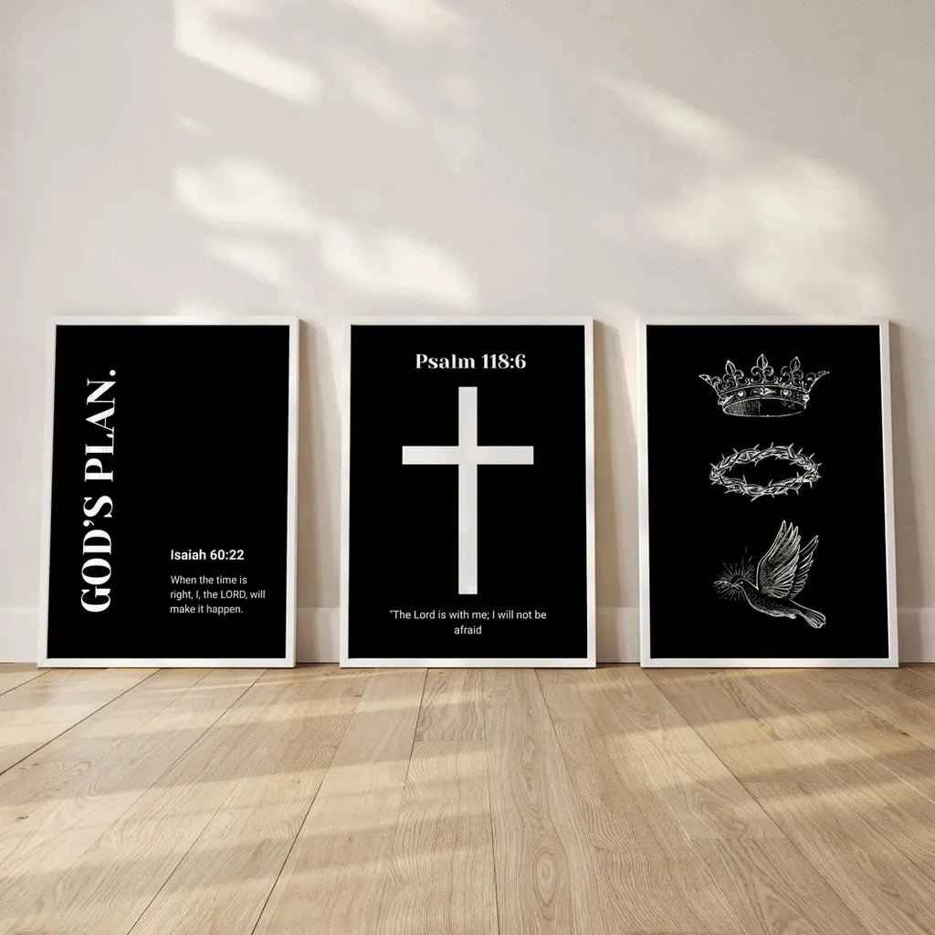 3-Piece Walk With God Canvas Posters