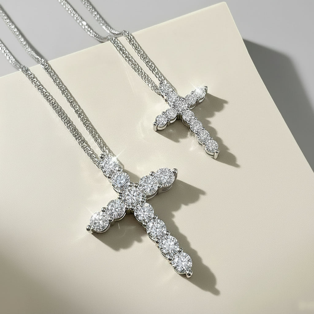 Moissanite Cross Pendant Necklace