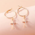 Cross Charm Hoop Earrings