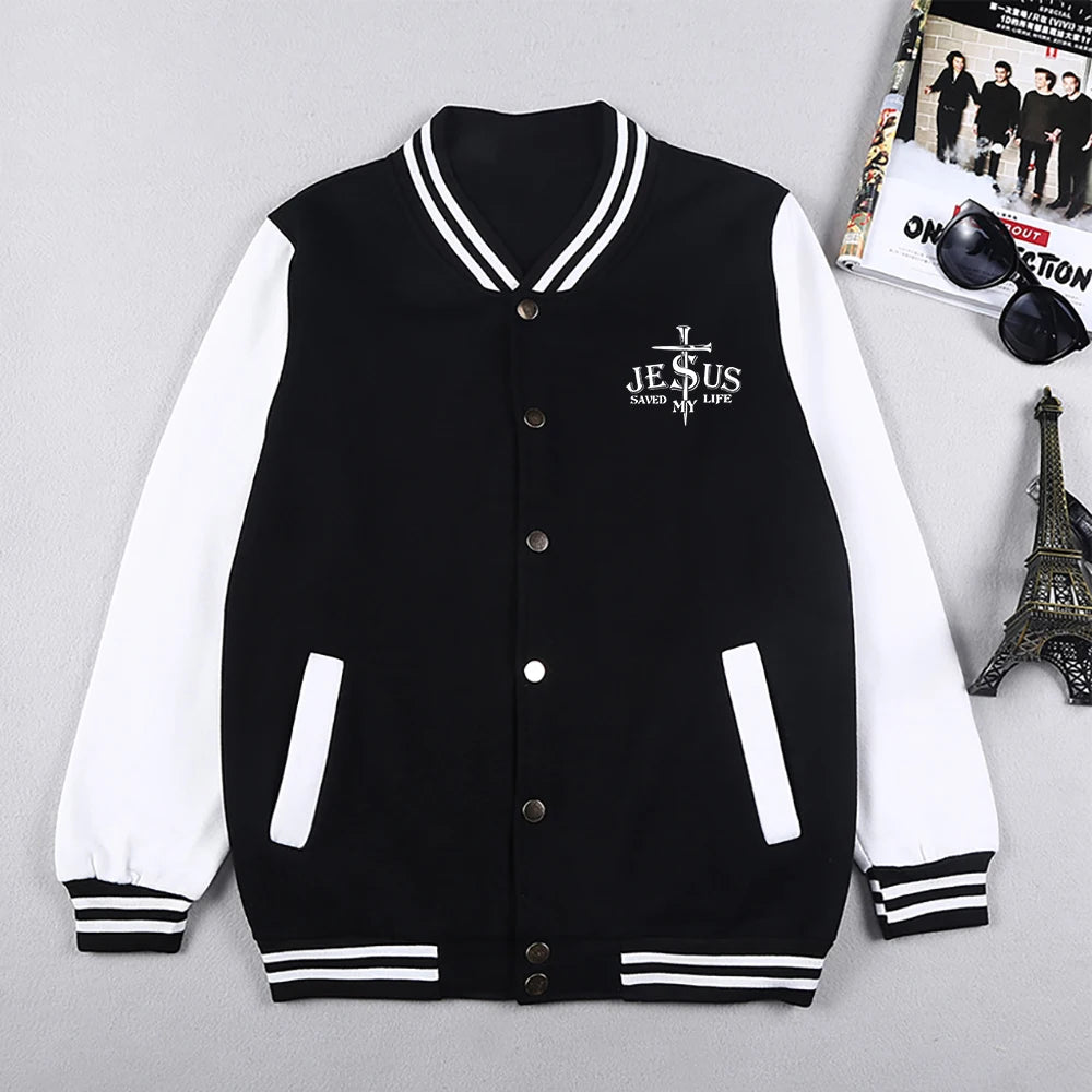 JESUS SAVED MY LIFE Varsity Jacket