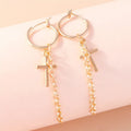 Cross Chain Hoop Earrings