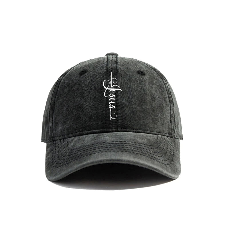 Elegant Jesus Cross Vintage Washed Cap