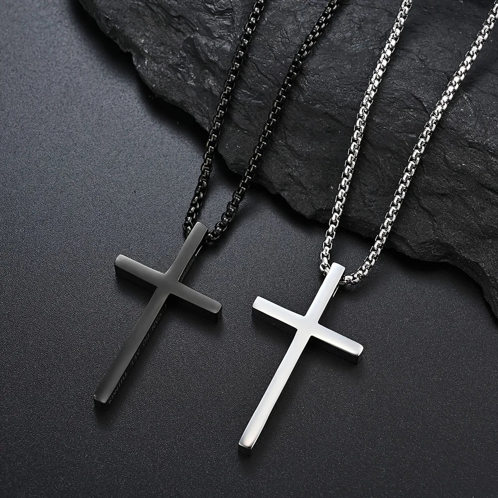 Philippians 4:13 Stainless Steel Cross Necklace