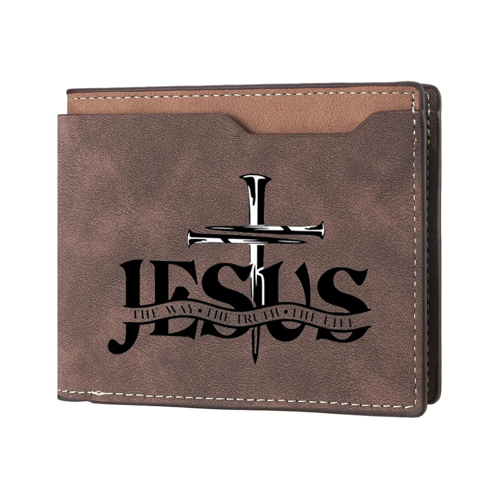 Retro JESUS Print Design Short Wallet