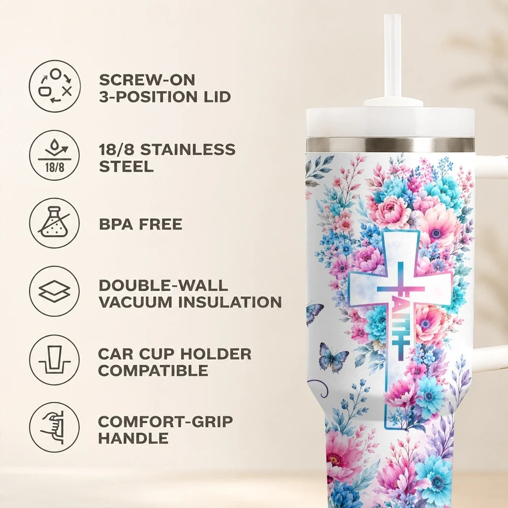 Floral Cross Scripture Tumbler Collection