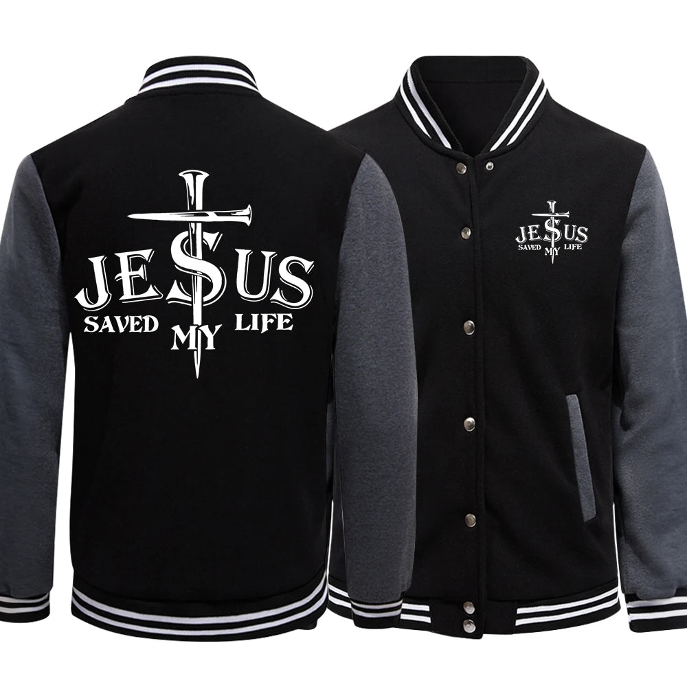 JESUS SAVED MY LIFE Varsity Jacket