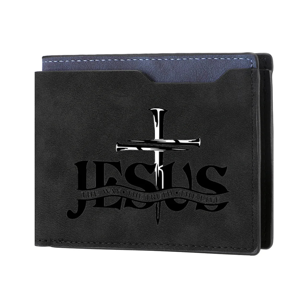 Retro JESUS Print Design Short Wallet