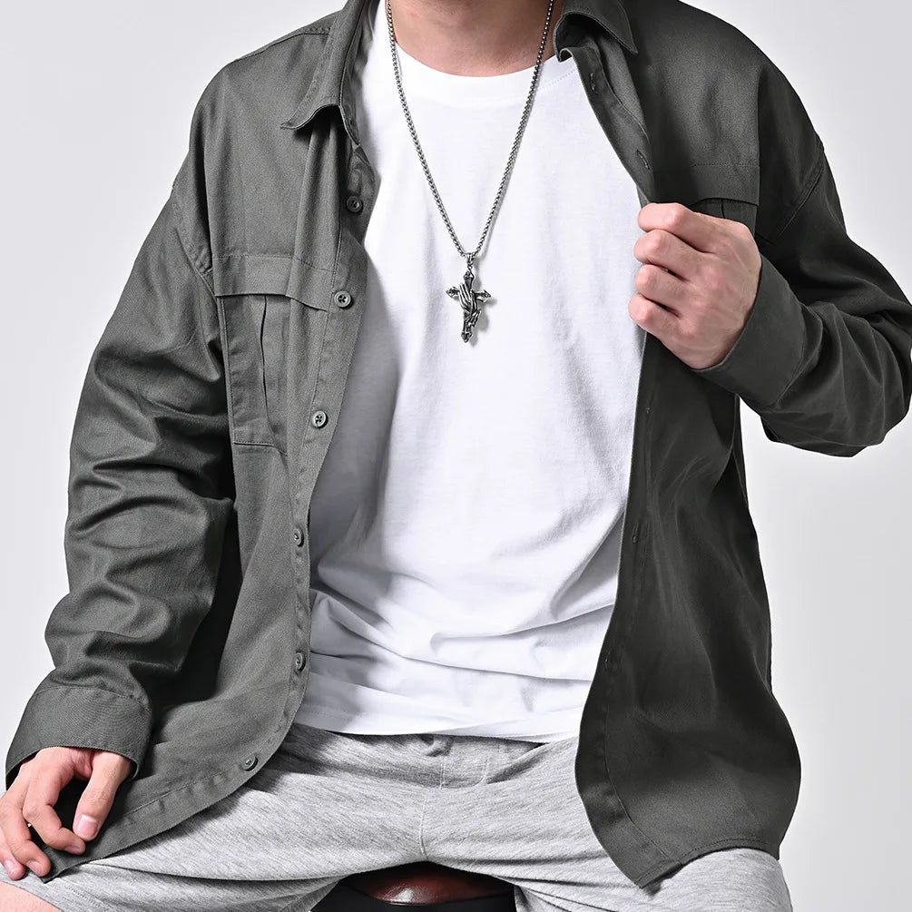 Praying Hands Crucifix Cross Necklace