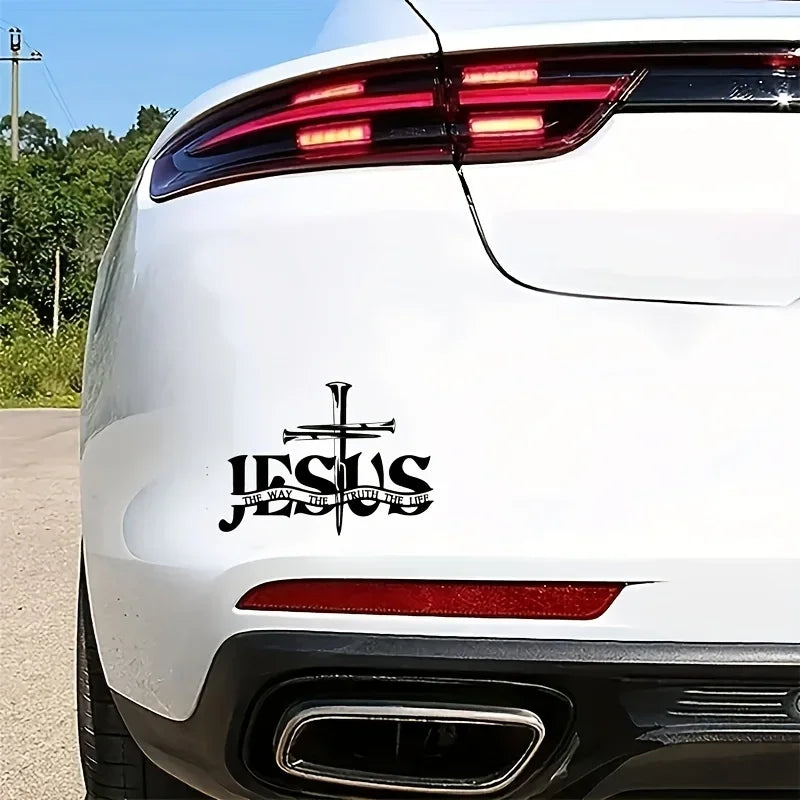 Jesus – The Way, The Truth, The Life Nail Cross Car Sticker