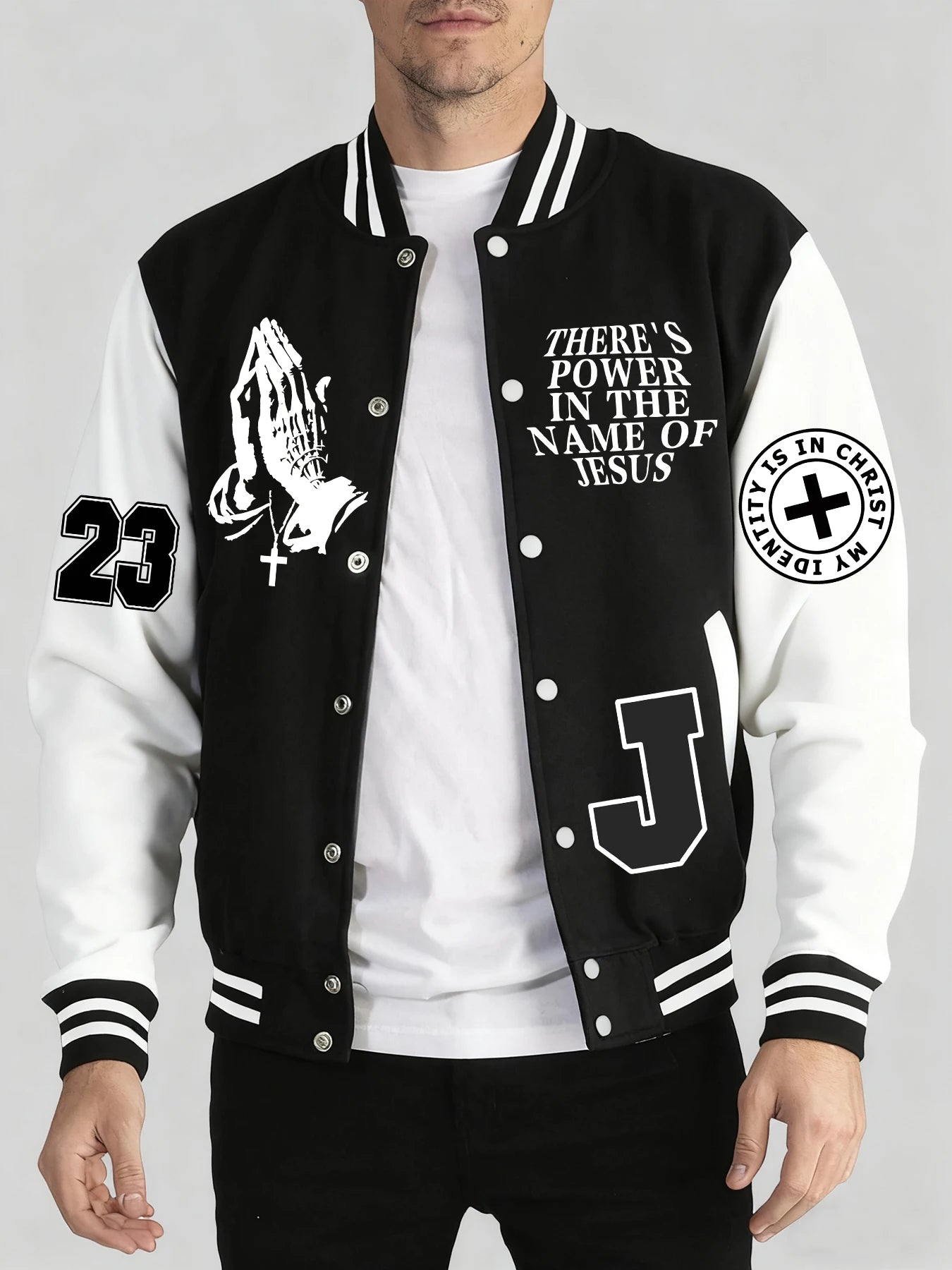 There's Power In The Name of Jesus Varsity Jacket