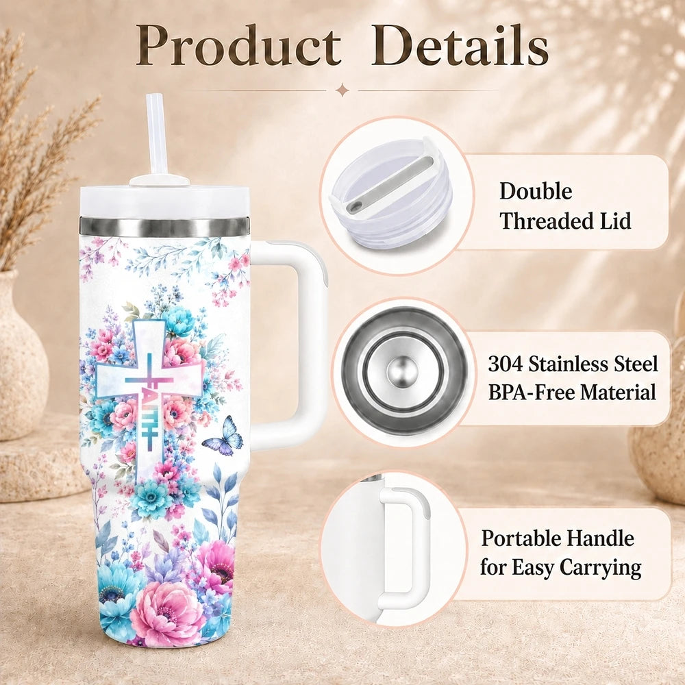 Floral Cross Scripture Tumbler Collection