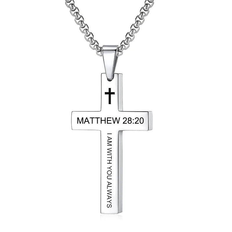 Bible Verse Cross Pendant Necklace
