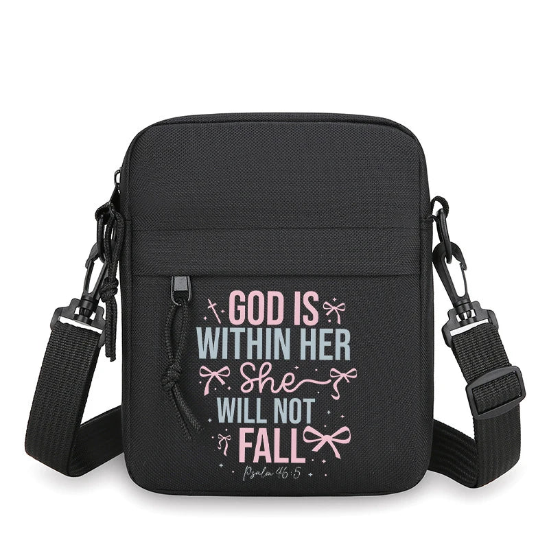 God Is Within Her, She Will Not Fall Crossbody Bag