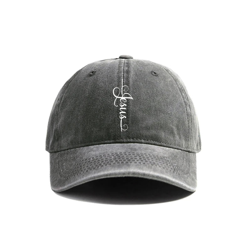 Elegant Jesus Cross Vintage Washed Cap