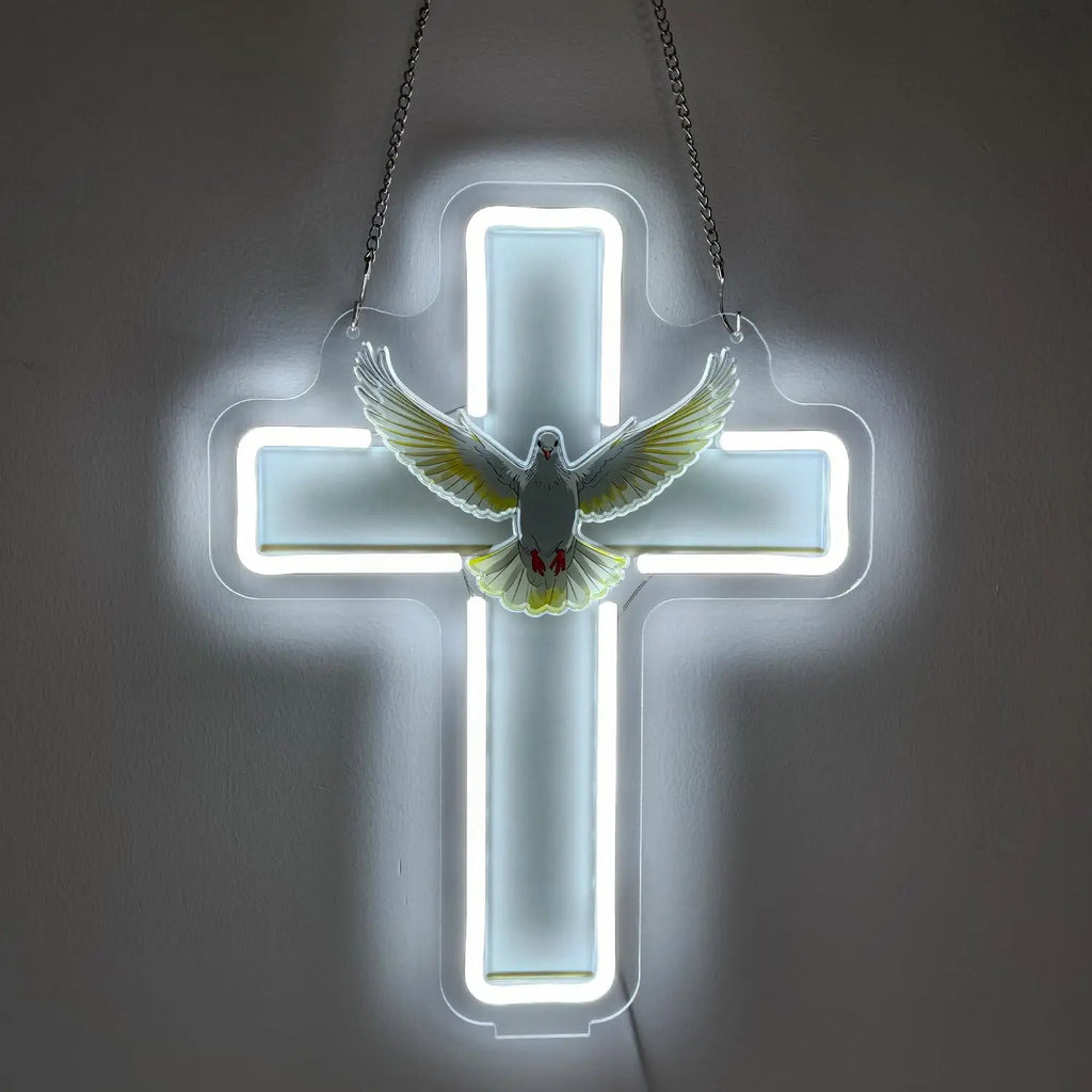 Holy Spirit Dove Cross Neon Sign