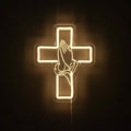 Praying Hands and Cross LED Neon Sign