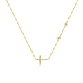 Sideways Cross Zircon Pendant Necklace