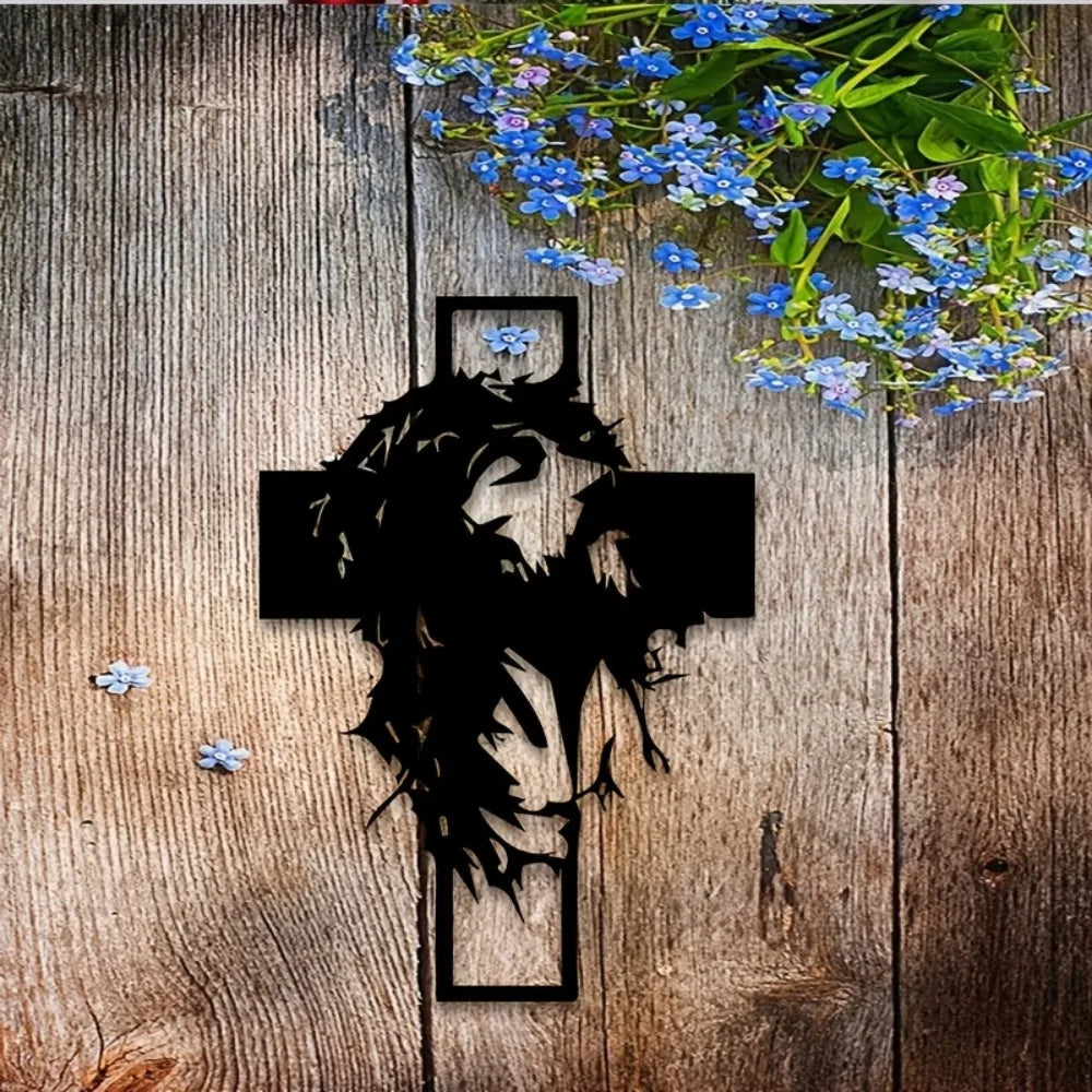 Jesus Crown of Thorns Cross Metal Wall Decor