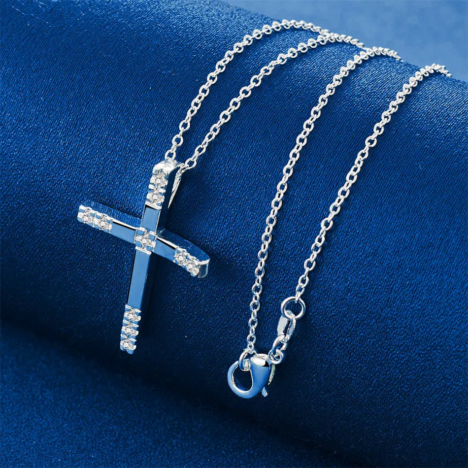 Classic Crystal Cross Pendant Necklace