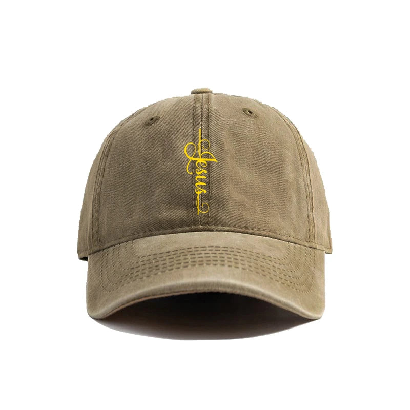 Elegant Jesus Cross Vintage Washed Cap