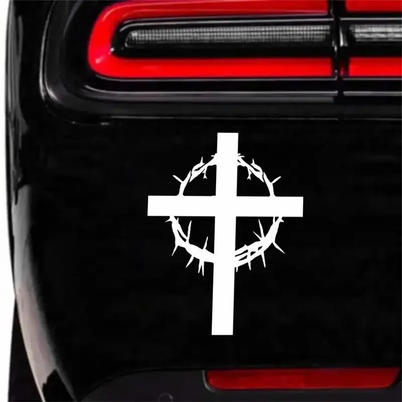Wreath Cross Car Sticker