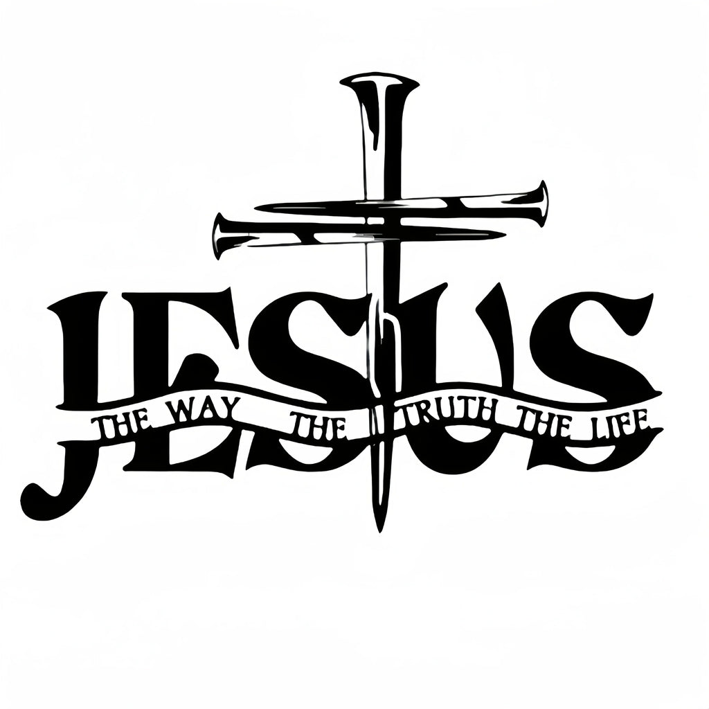 Jesus – The Way, The Truth, The Life Nail Cross Car Sticker