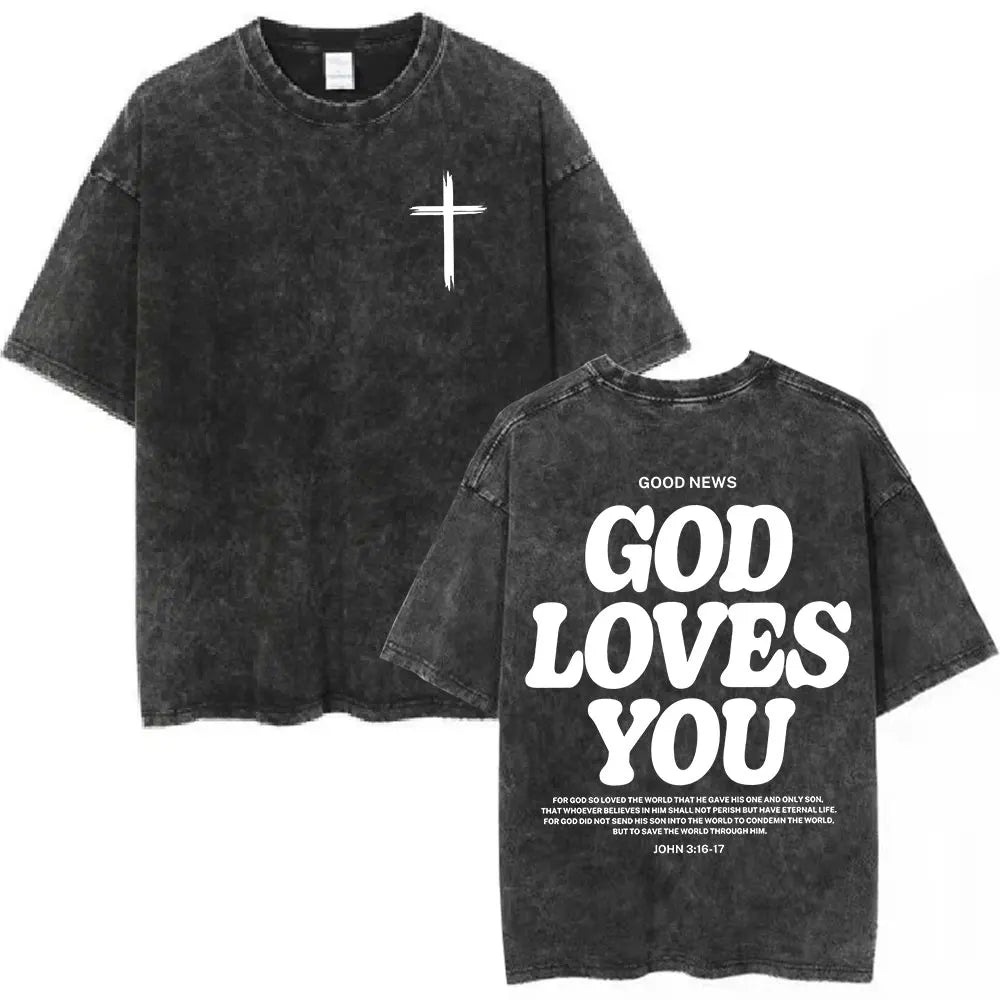 GOD LOVES YOU Washed T-Shirt