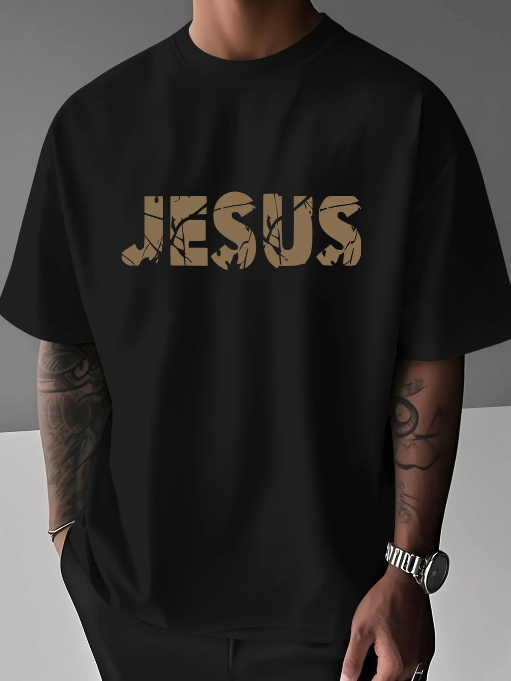 Jesus Cross Pattern T-Shirt
