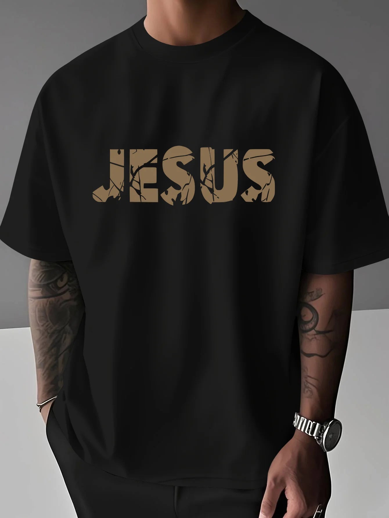Jesus Cross Pattern T-Shirt