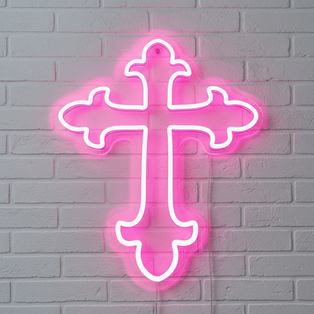 Ornate Cross Neon Sign