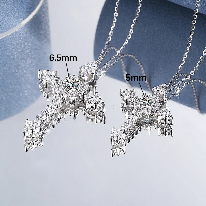 Luxury Moissanite Crucifix Cross Pendant Necklace
