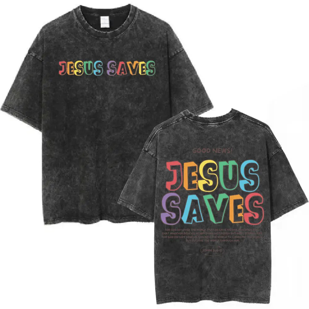 JESUS SAVES Washed T-Shirt