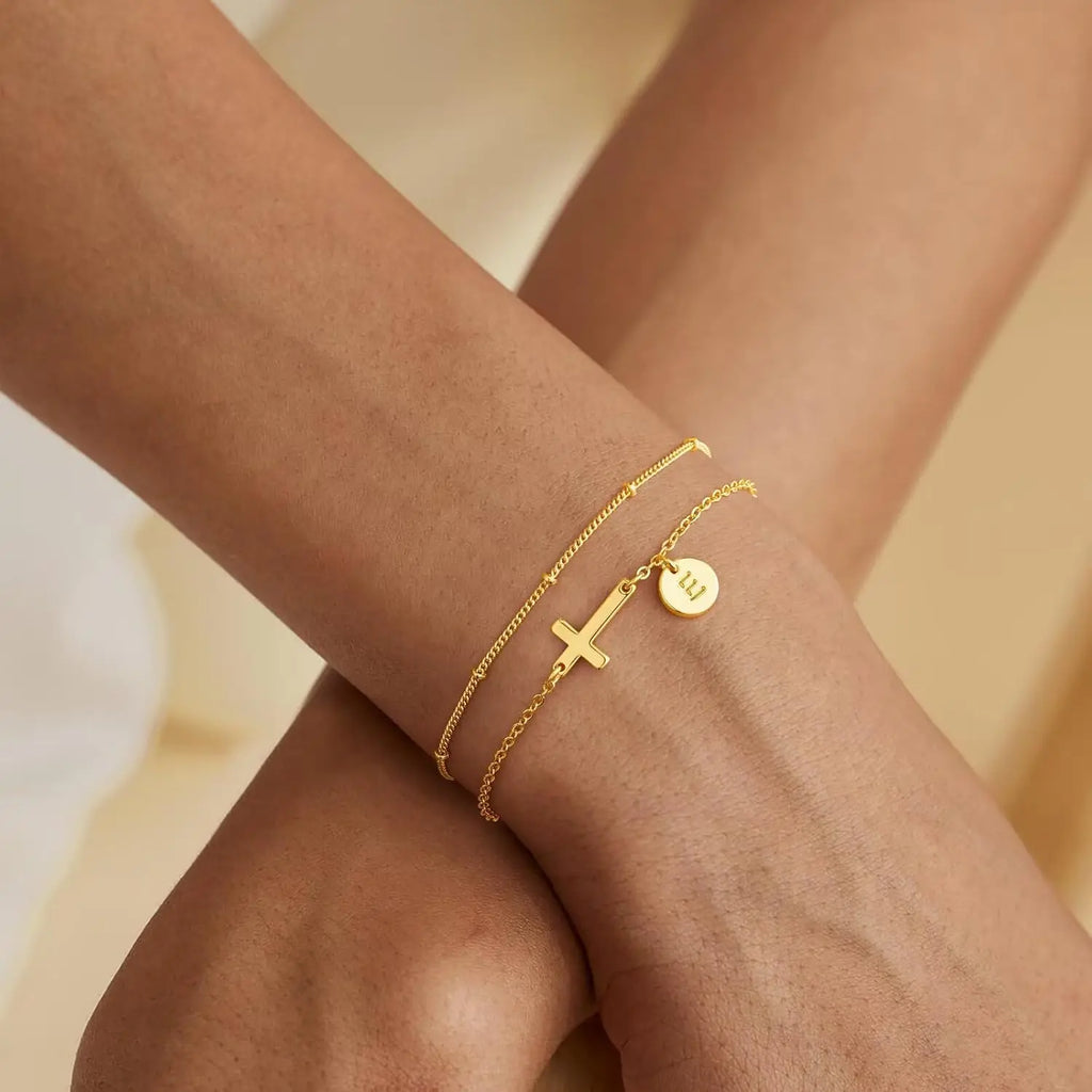 2-Piece Initial Cross Bracelets