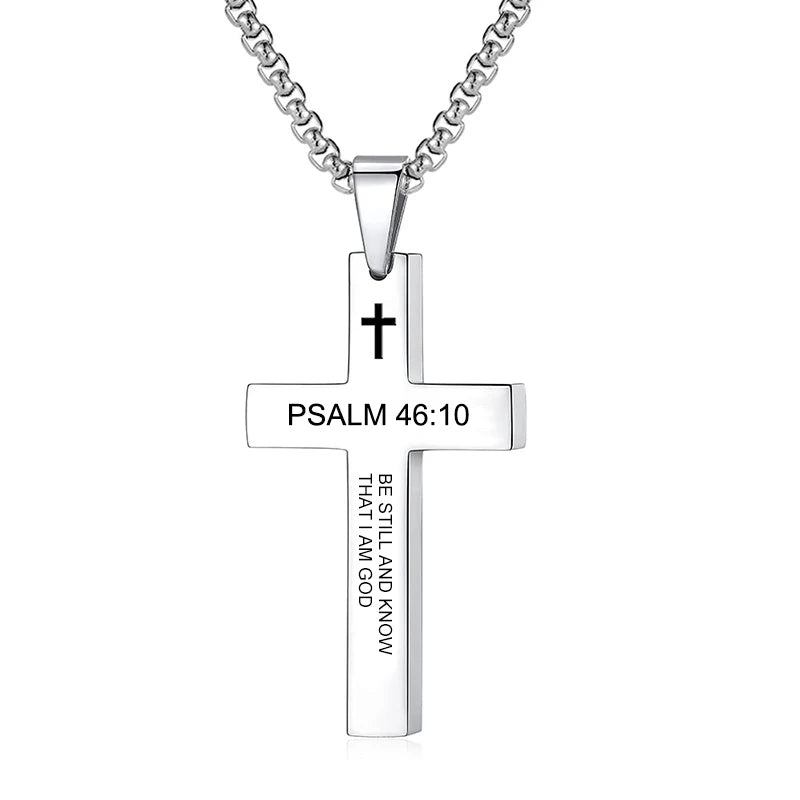 Bible Verse Cross Pendant Necklace