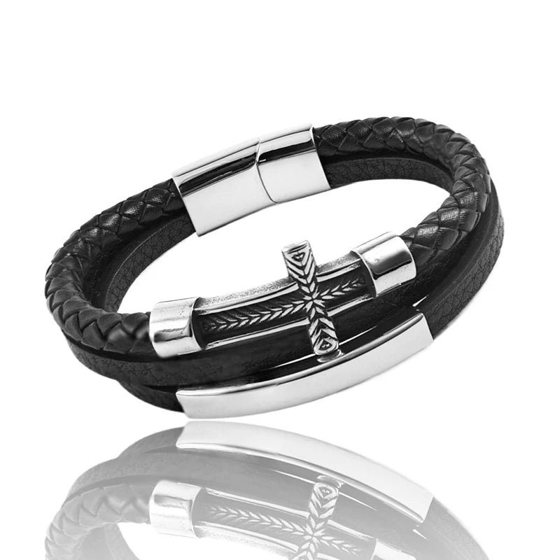 Cross Woven Rope Bracelet with Magnetic Buckle