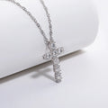 Halo Moissanite Cross Pendant Necklace