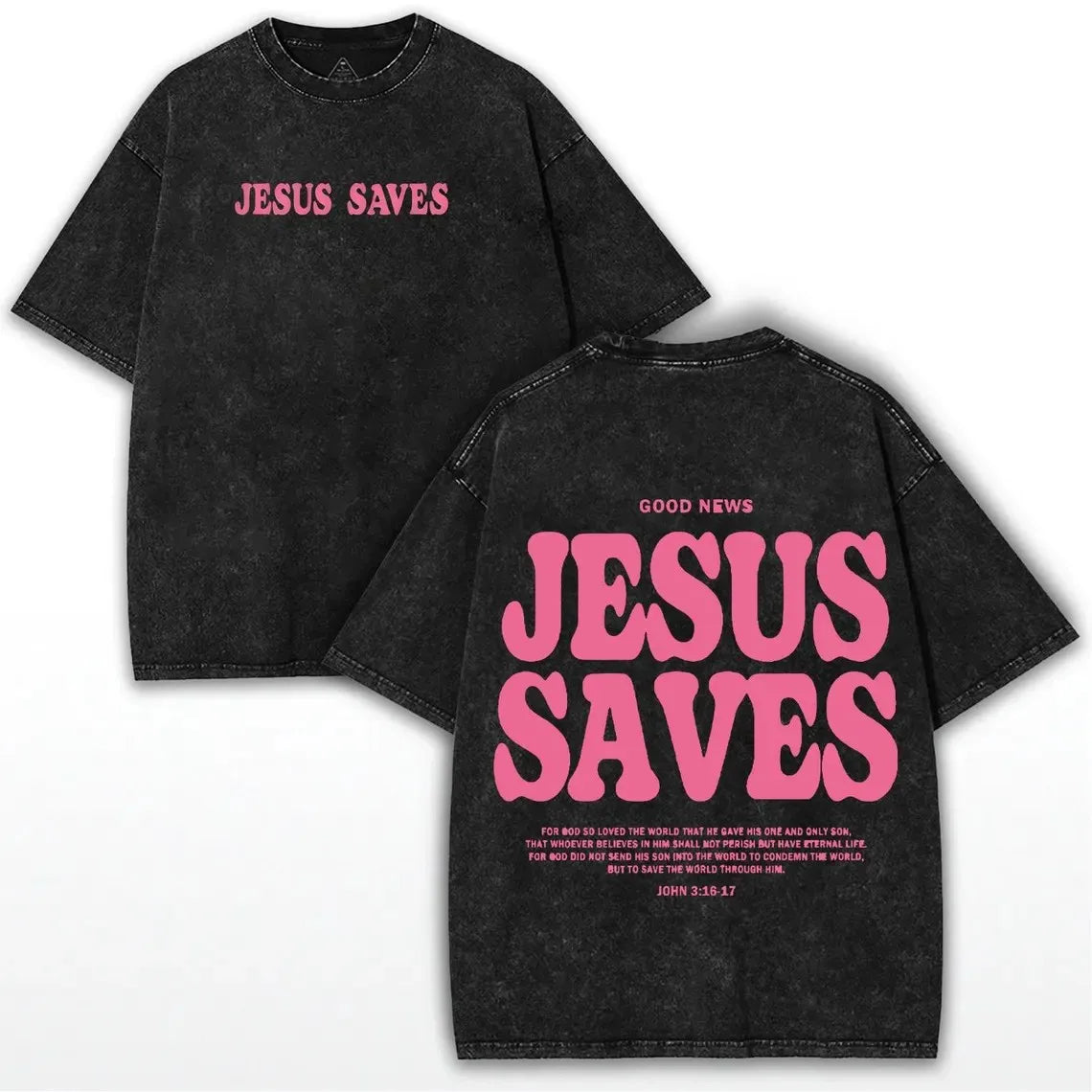 Pink John 3:16-17 Washed T-Shirt