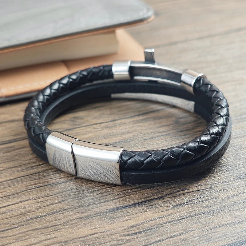 Cross Woven Rope Bracelet with Magnetic Buckle