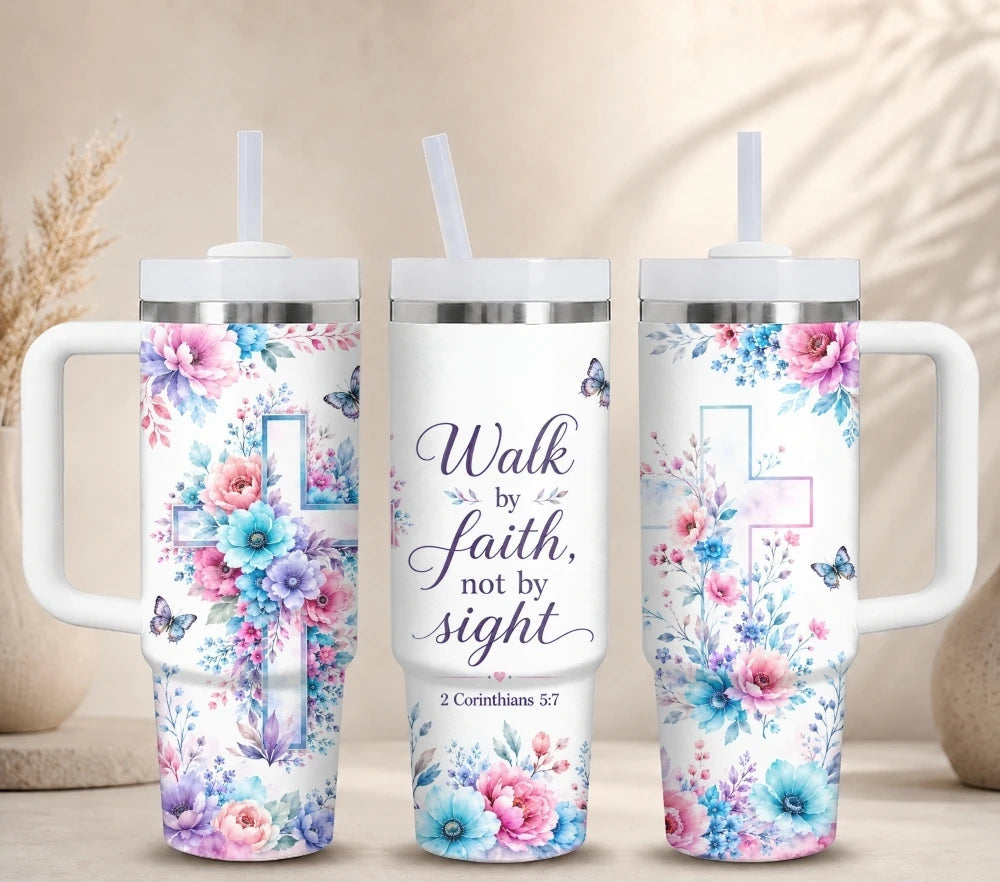 Floral Cross Scripture Tumbler Collection